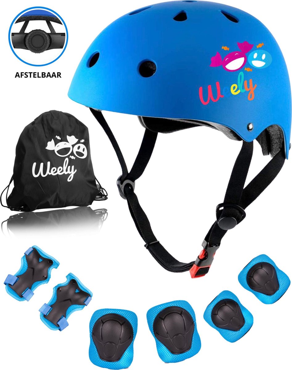 Skate Beschermset Kinderen- Skate Set- Skeeler Beschermset Kind- Verstelbare Fietshelm incl. Kniebeschermers Polsbeschermers & Elleboogbeschermers Kinderen- Maat S