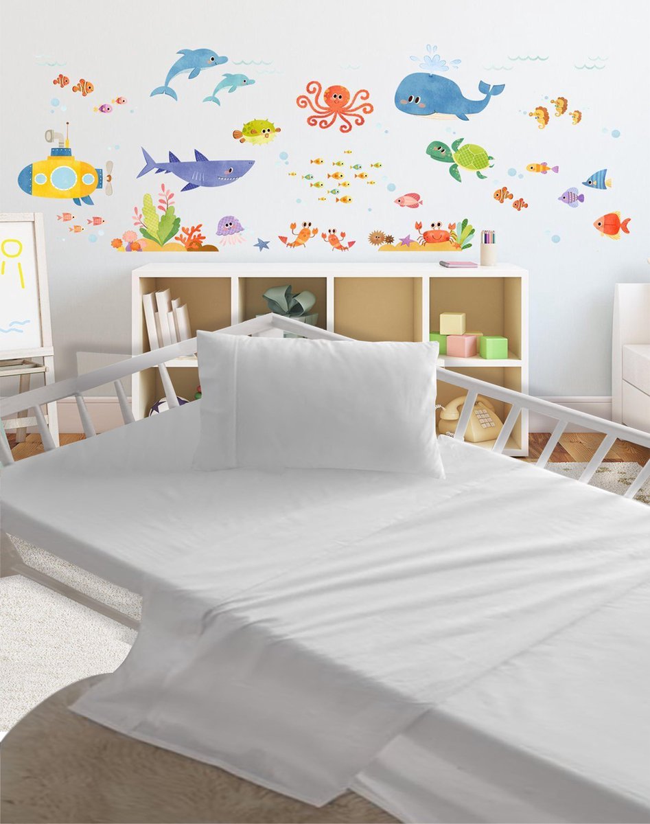 Homéé® Kinder laken 20A 100% katoen - ladikant 100x150 cm  - wit - 4 zijdige gezoemd - 2 stuks