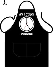 BBQ Schort - Vaderdag Schort - "It's 5 O'clock somewhere" - Barbecue schort - One Size