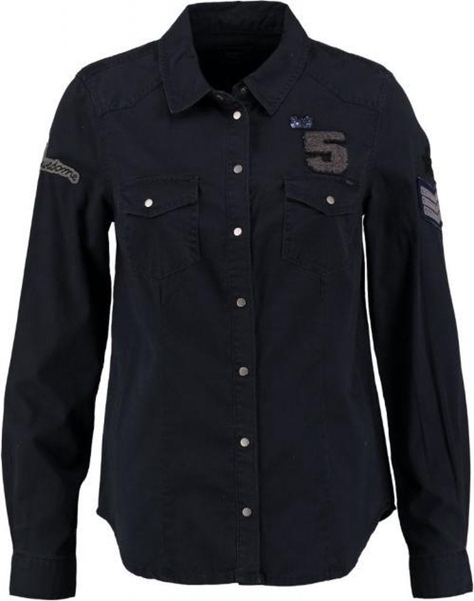 Only zacht viscose denim shirt met badges - Maat 36
