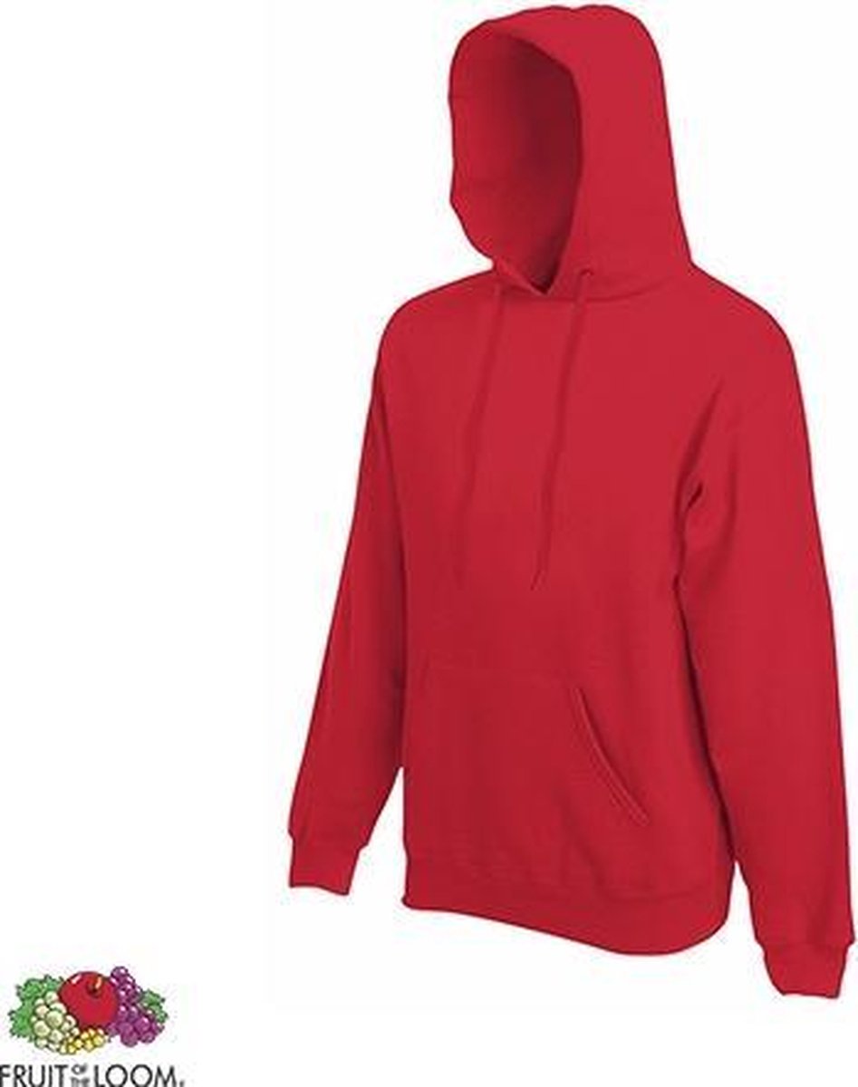 Fruit of the Loom Hoodie Red Maat S dubbellaagse capuchon
