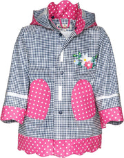 Playshoes Regenjas Kinderen Ruitjes & Stippen - Donkerblauw/Roze - maat 128