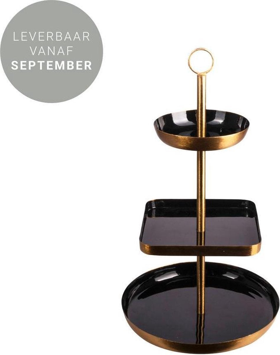 Gusta Etagere Metaal Ø22x38cm Zwart/Gou