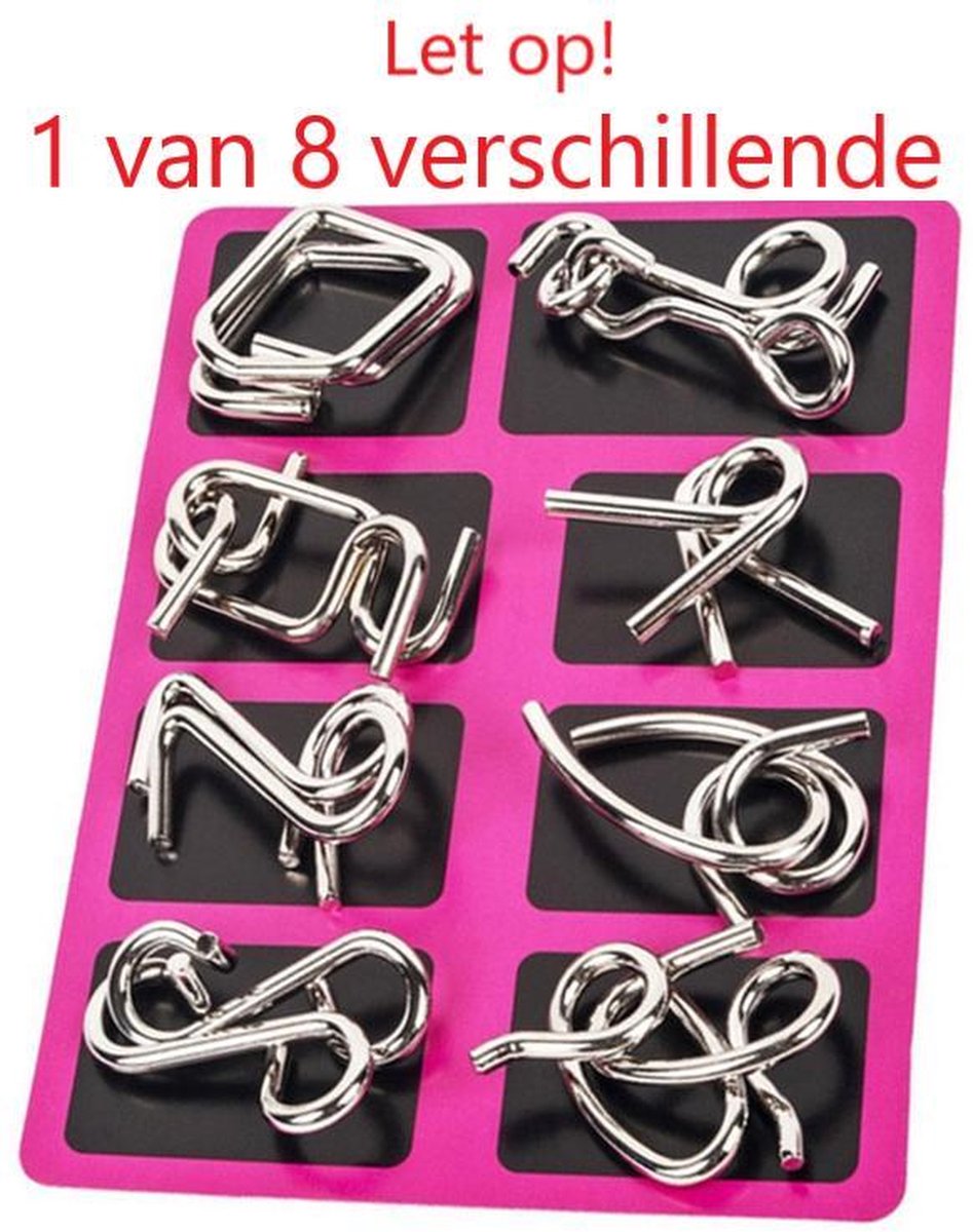 1 van 8 verschillende Random Gekozen Metalen Puzzel Breinbreker|Hersenkraker|Denkspel|Brain Teaser|Puzzel|Geduldspel|Paars|Stipco