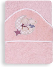 Interbaby Badcape Beertjes Junior 100 Cm Katoen Roze