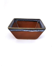 Schaaltjes - Serveerschaaltjes - Tapasschaaltjes vierkant - Snackschaaltjes keramiek  - Brruin Blauw 11.5 cm  (4 stuks)