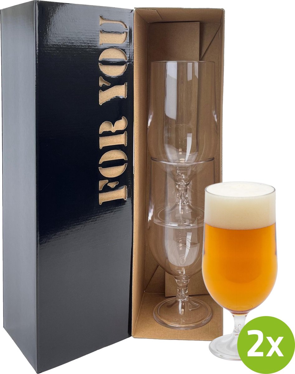 2x Bierglas Leipzig 42cl cadeauset | Onbreekbare kunststof / plastic drinkglazen