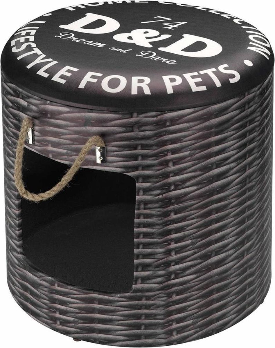D&D Dierenhuisje Rattan 42x40 cm maat L bruin 434/431702