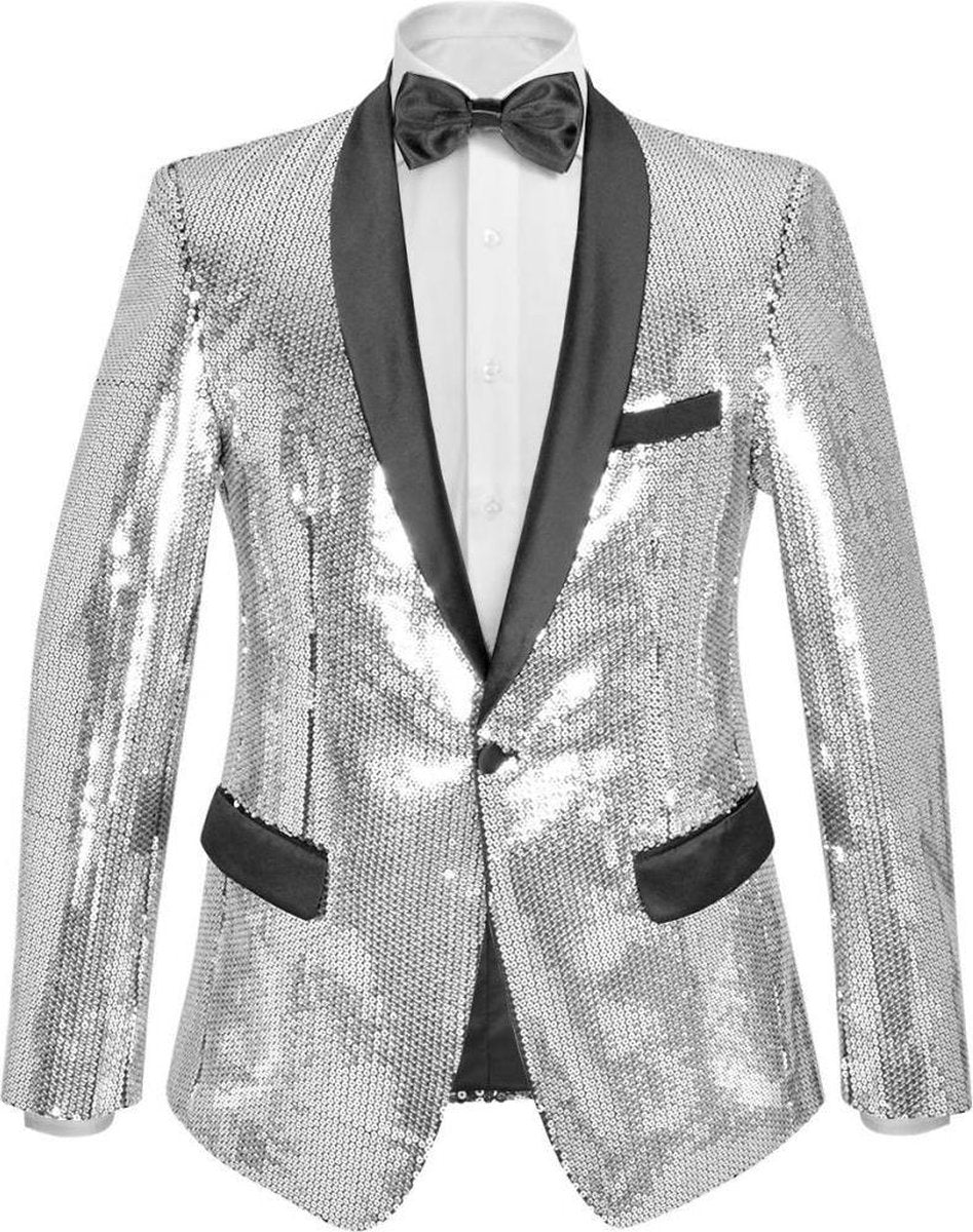 vidaXL Blazer heren met pailletten zilver maat 48