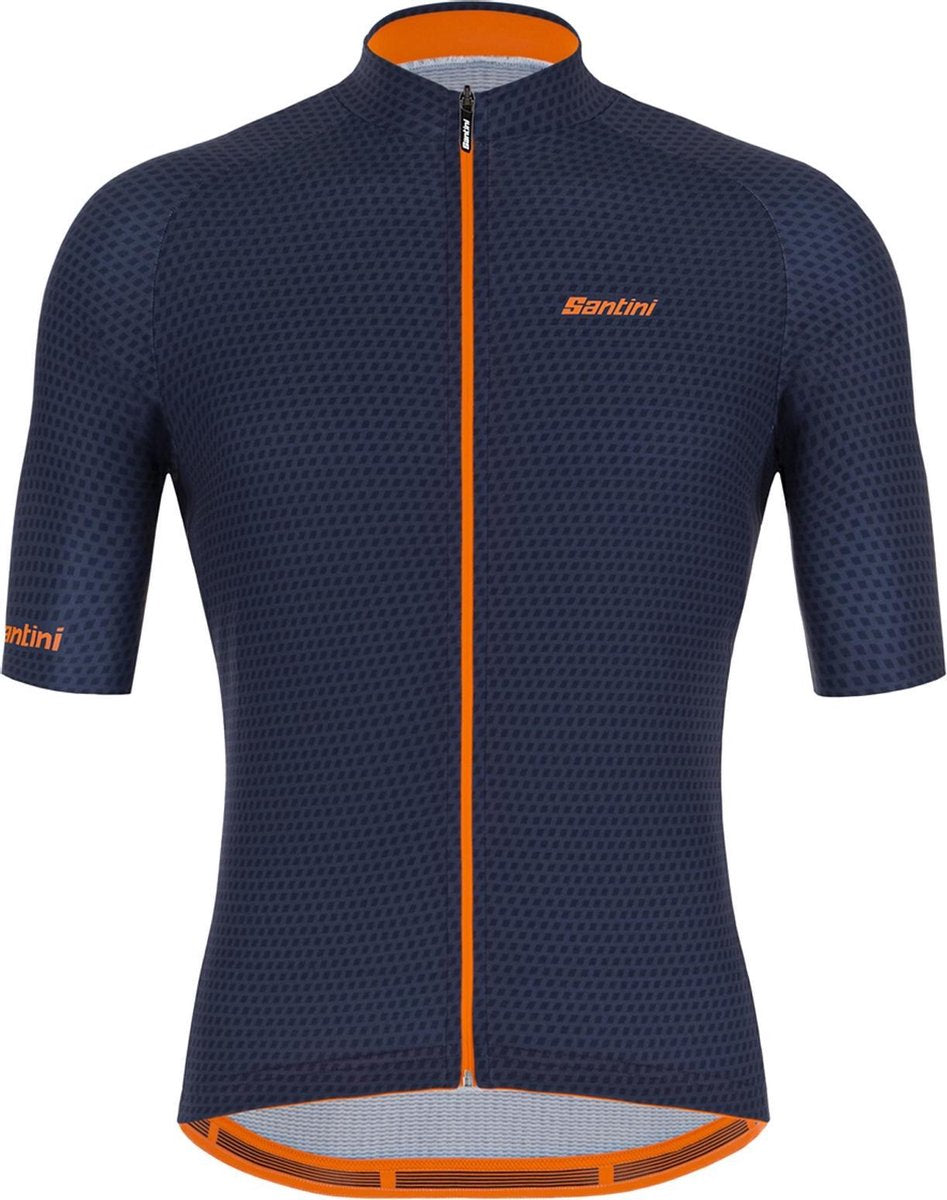 Santini Karma Kite S/S Fietsshirt - Maat XXL  - Mannen - navy/oranje