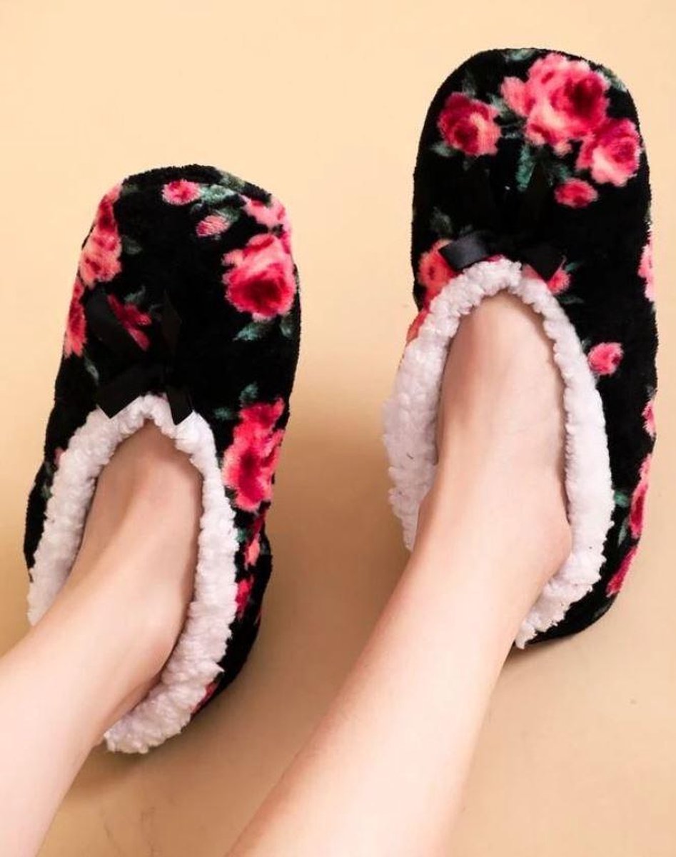 Sorprese cosy – pantoffels dames – bloemprint – maat 36-38 – sloffen dames
