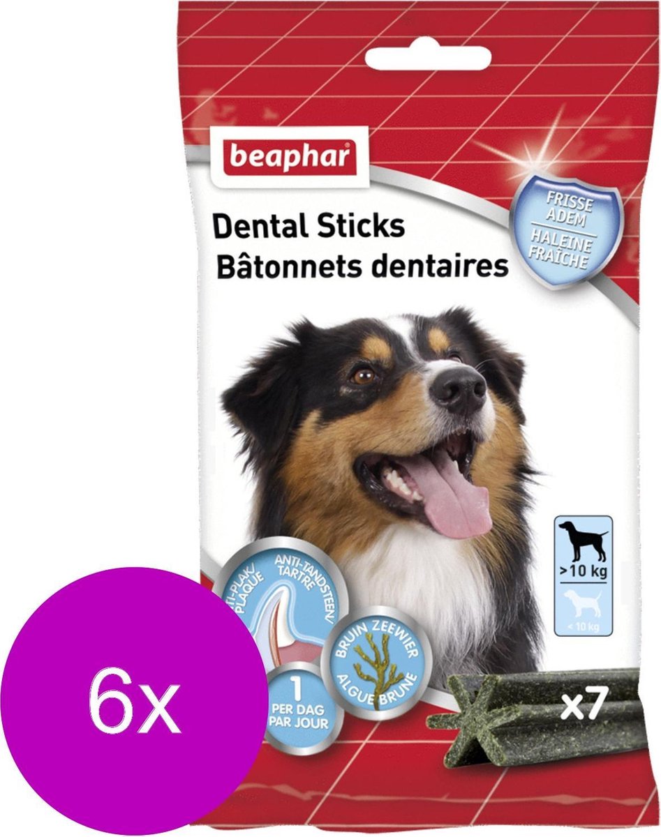 Beaphar Dental Sticks Middel/Grote Hond - Hondensnacks - 6 x 182 g 7 stuks