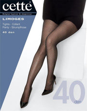 Zwarte panty met ruitpatroon LARGE / Cette