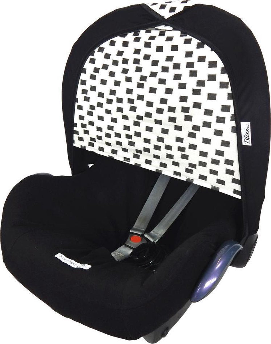 Wallabiezzz Zonnekap Maxi Cosi – Zonnescherm – Creëert Schaduw – Eenvoudig te Bevestigen – Zwart/Wit