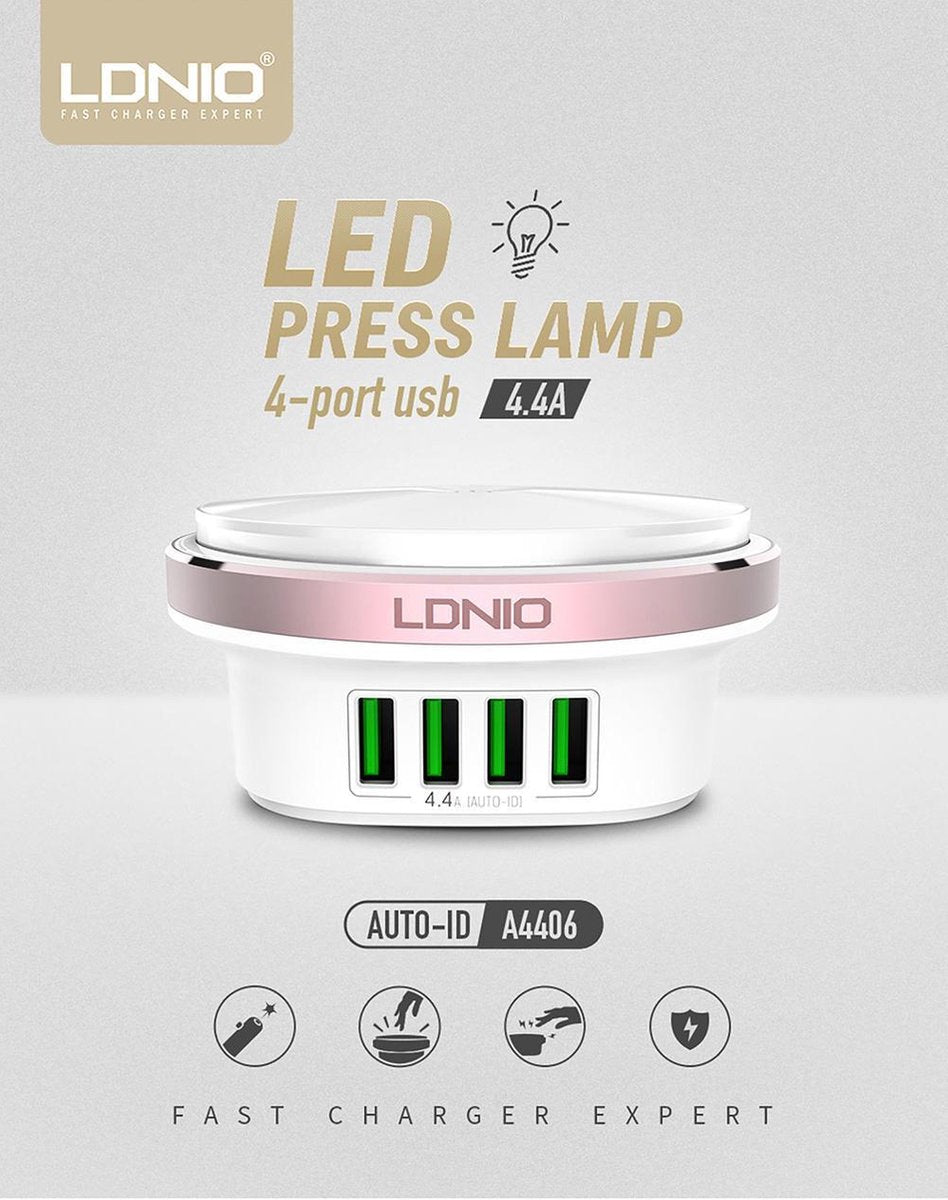 LDNIO Premium Oplaad Station met 4 USB Poorten 4.4A