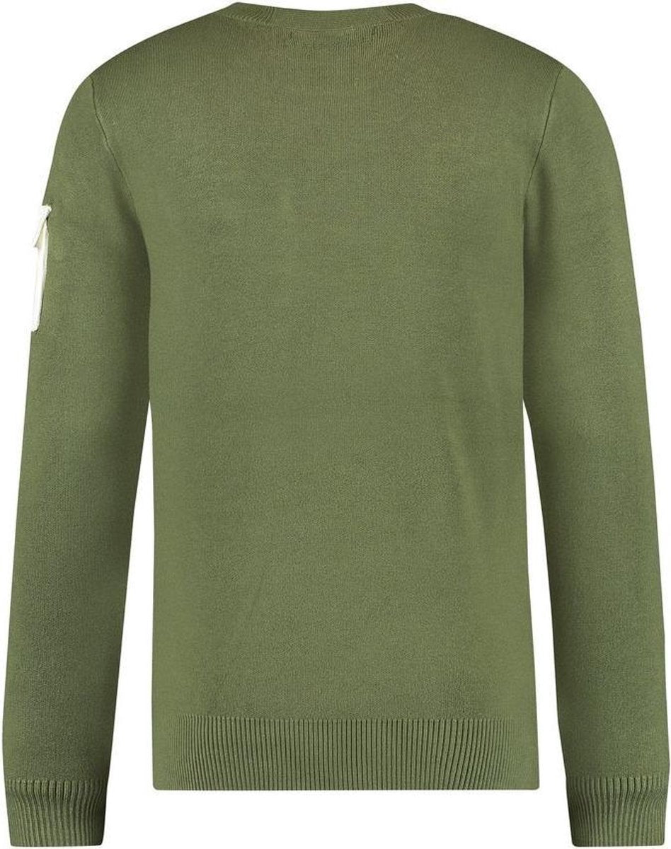 Purewhite Knitted Utility Crewneck - Green / White - Slim fit