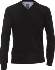 Redmond heren trui katoen - V-hals - zwart -  Maat: 4XL
