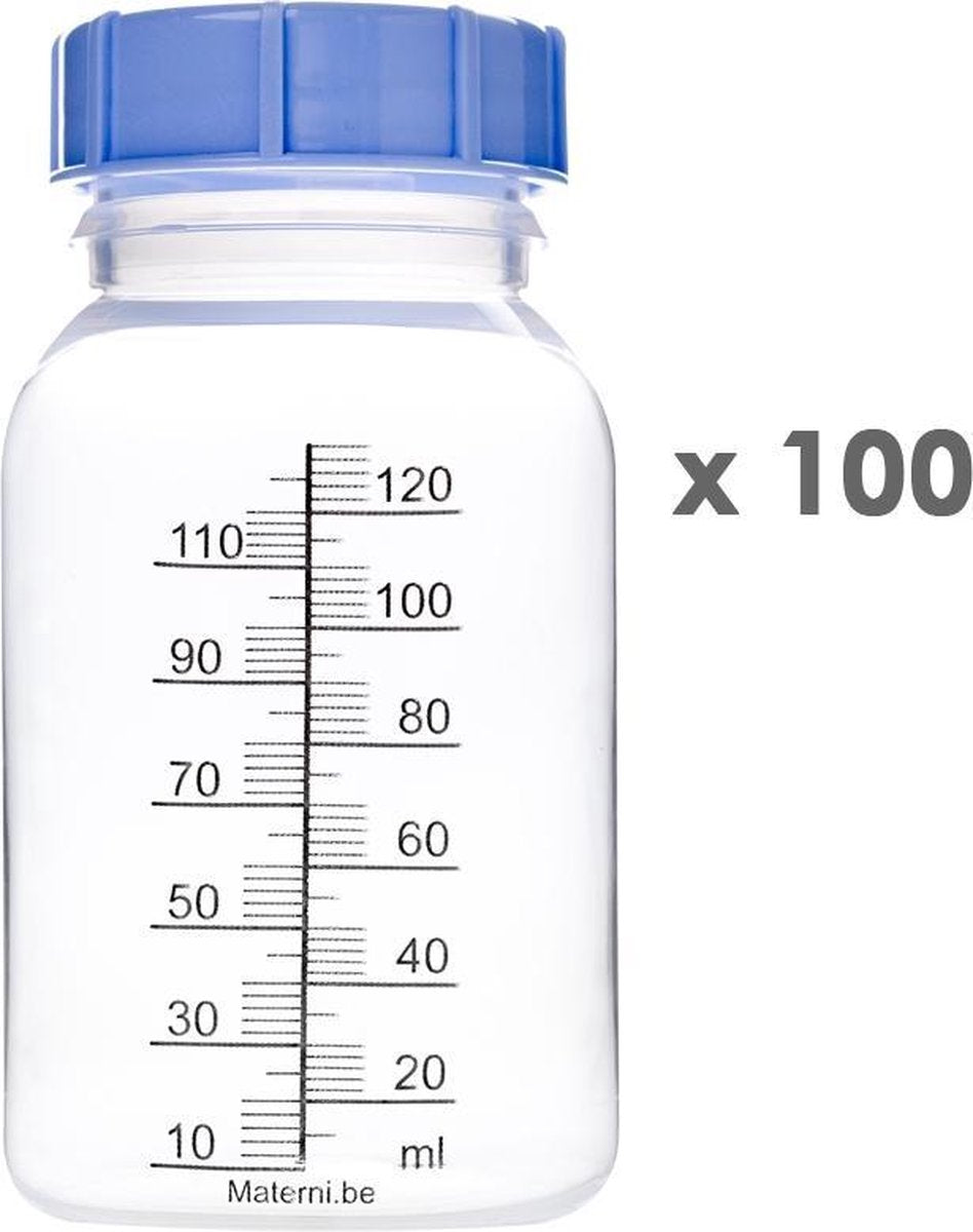 100x Materni Moedermelkfles 120 ml met dop tbv borstvoeding