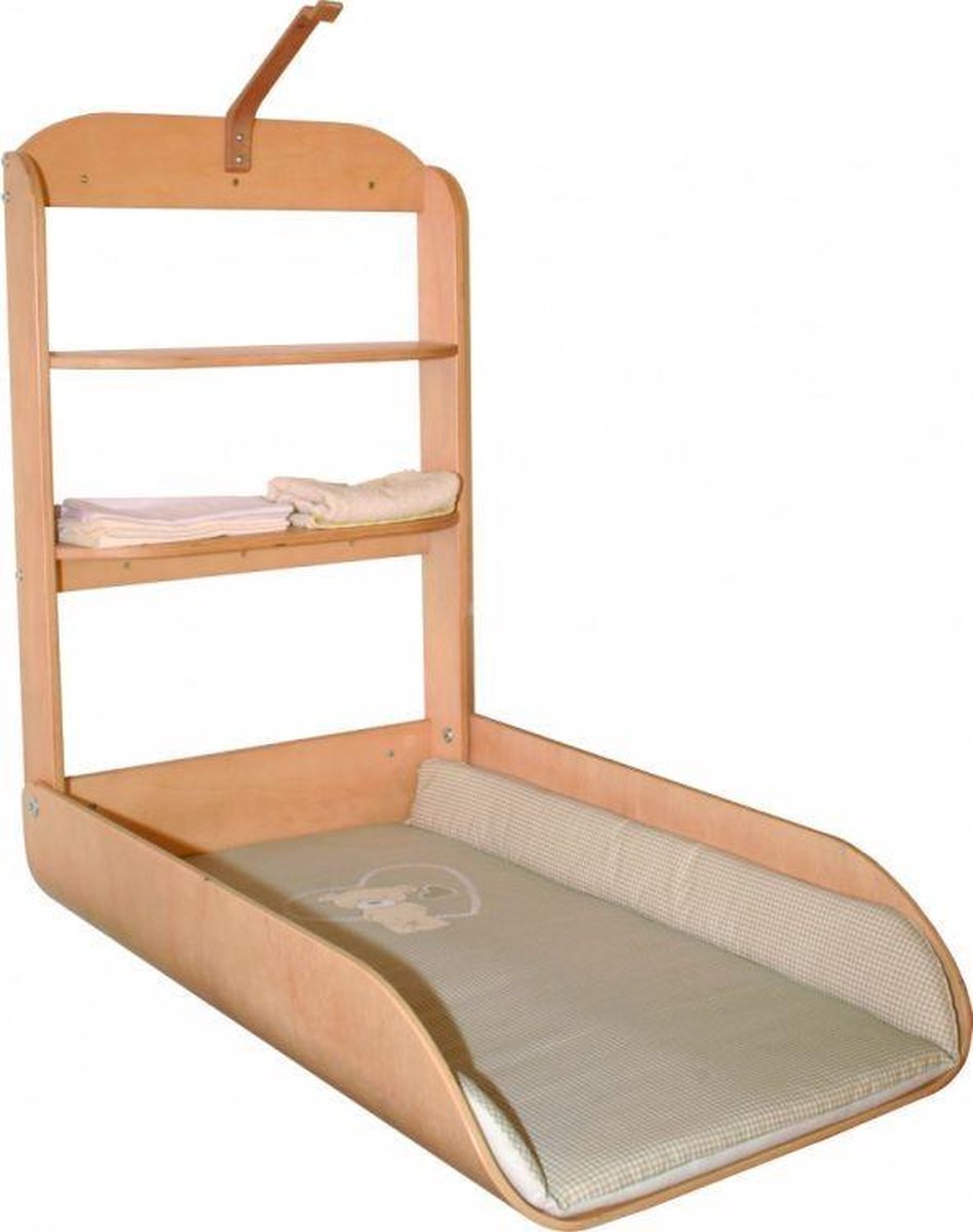 Design babyverschoontafel inclusief matras - gevormd massief hout