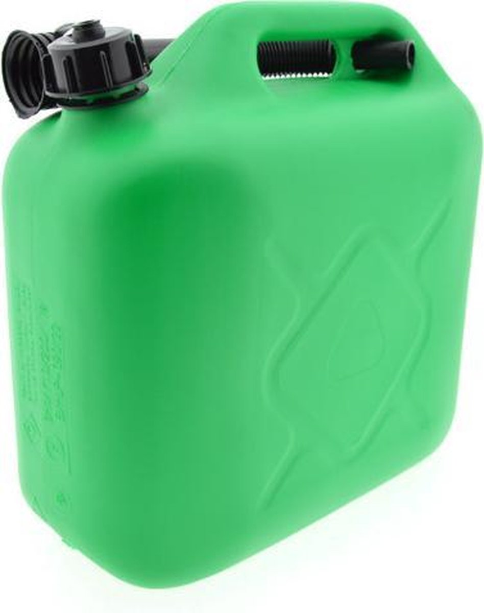 Jerrycan groen voor brandstof - 10 liter - inclusief schenktuit - benzine / diesel