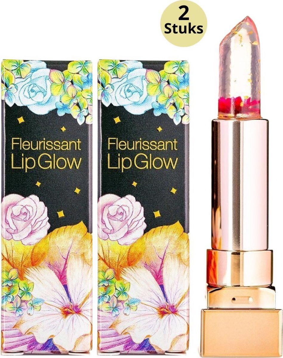 Glamfox Rose Flower Lipstick - Lip Plumper Lippenstift Met 24 Karaat Goudschilfers En Roos Bloem - 2-Pack