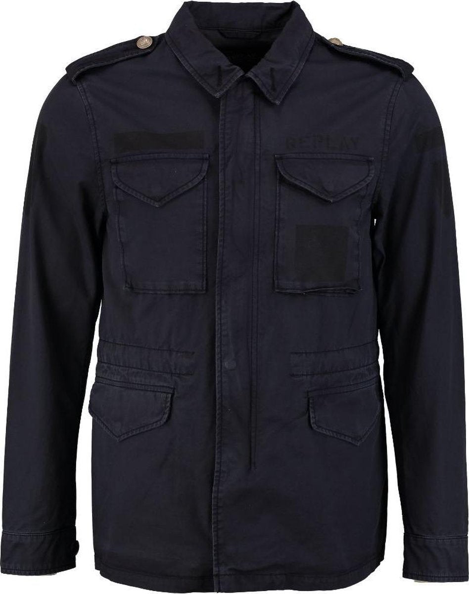 Replay gevoerde blauwe zomerjas twill katoen valt kleiner - Maat  S