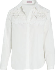 Cassis - Blouse in katoen met knoopwerk - Ecru