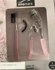 lichtroze/ cadeau voor de Best Friend/ set 6 stuks/ Kabuki brush 100% synthetisch/ Facial cleansing brush 2  in 1/ eyelash curler  eyebrow  comb/ set of tweezers/  set eyebrow brush  nail scissors