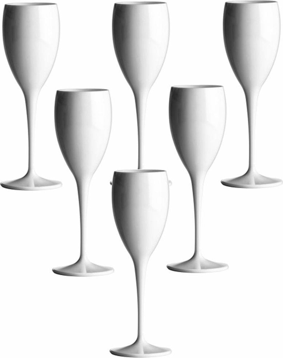 Plastic Champagneglazen wit 17cl Onbreekbaar - 6 stuks