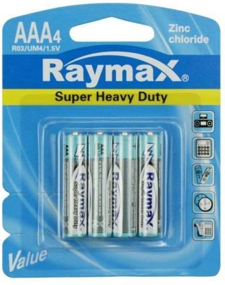 Raymax AAA Batterijen - LR03 - Zink - 4 Stuks