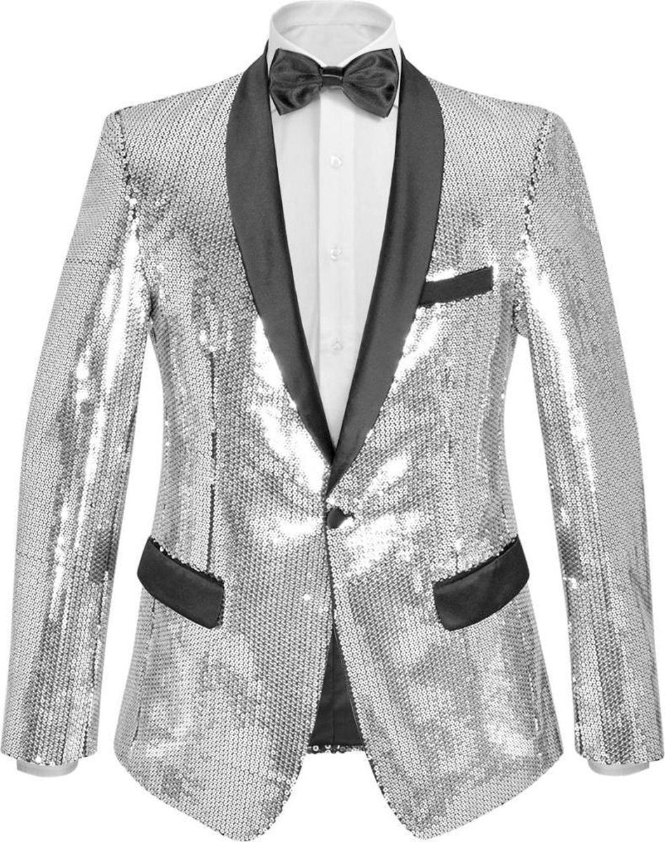 vidaXL Blazer heren met pailletten zilver maat 54