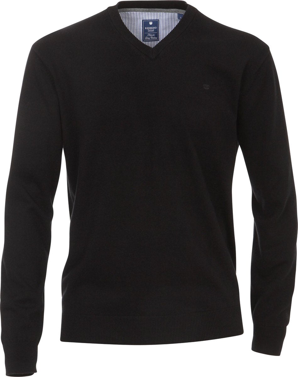 Redmond heren trui katoen - V-hals - zwart -  Maat: 5XL