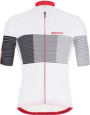 Santini Tono Freccia S/S Fietsshirt - Maat XL  - Mannen - wit/zwart/rood