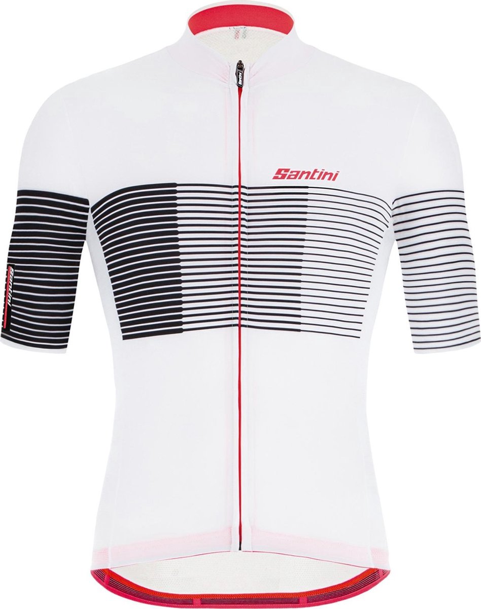 Santini Tono Freccia S/S Fietsshirt - Maat XL  - Mannen - wit/zwart/rood