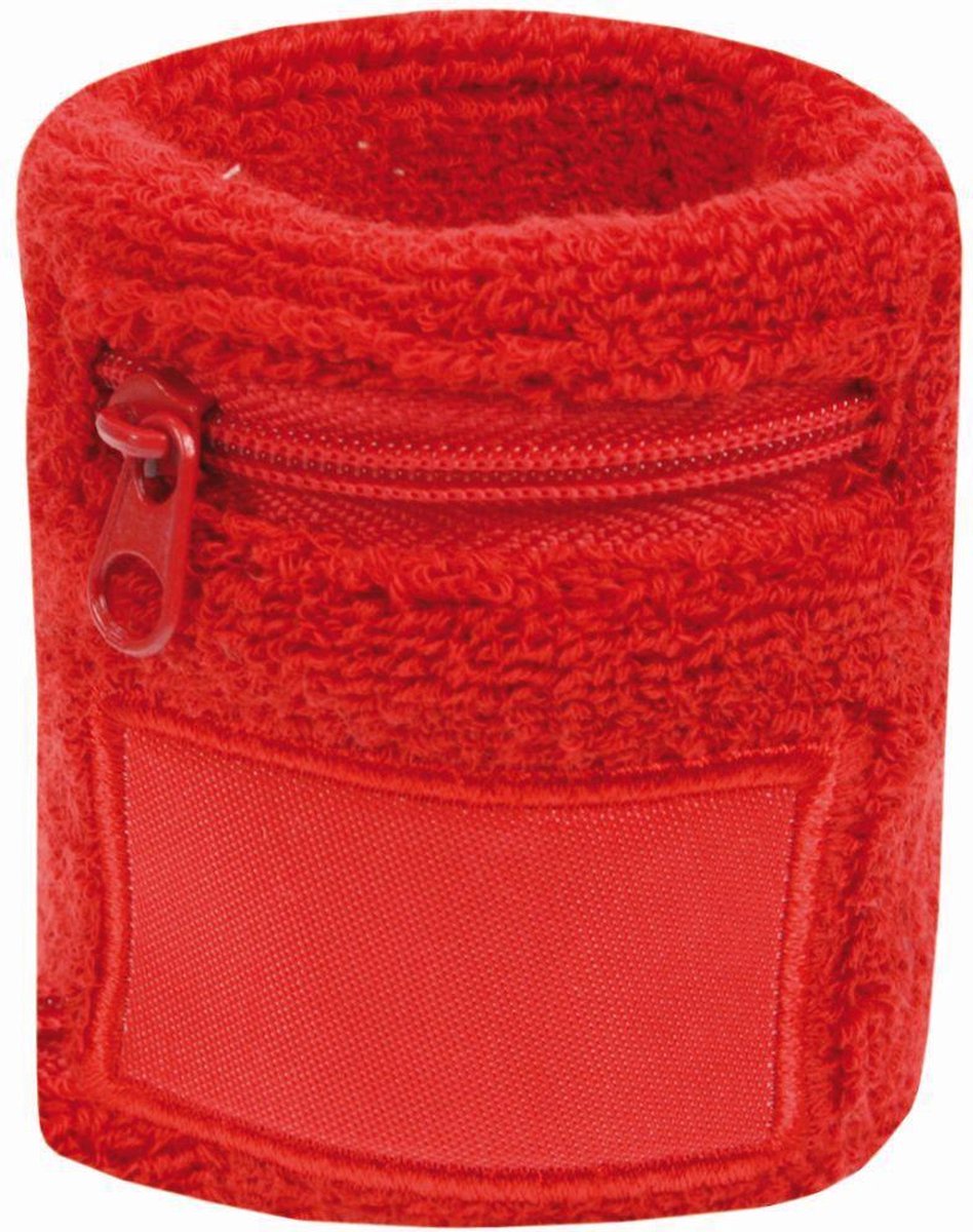 Benza Pols zweetbandje met opbergvakje en rits - Rood 6 cm - 1 stuks
