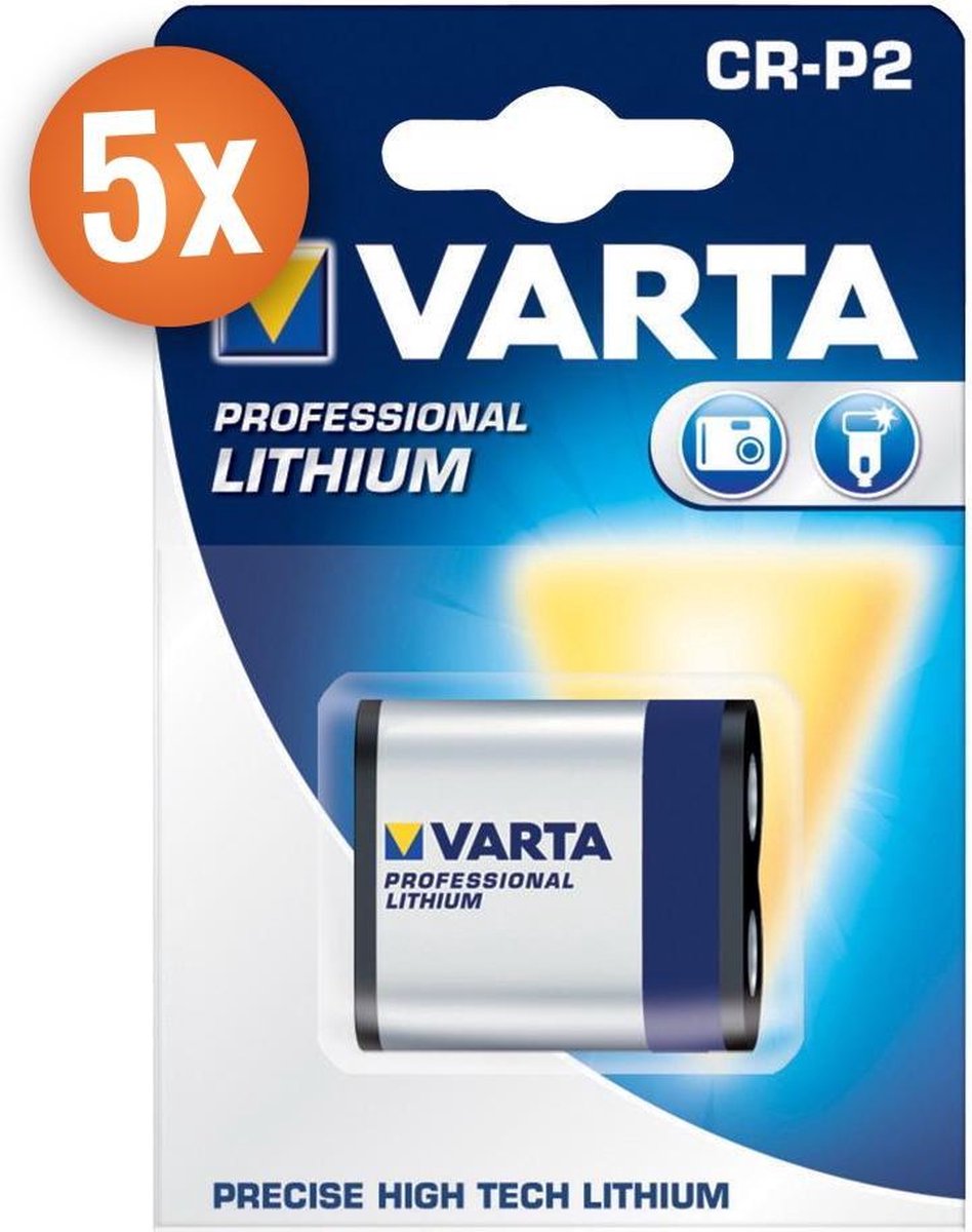 Voordeelpak van 5 x Varta Photo Lithium batterijen CR-P2