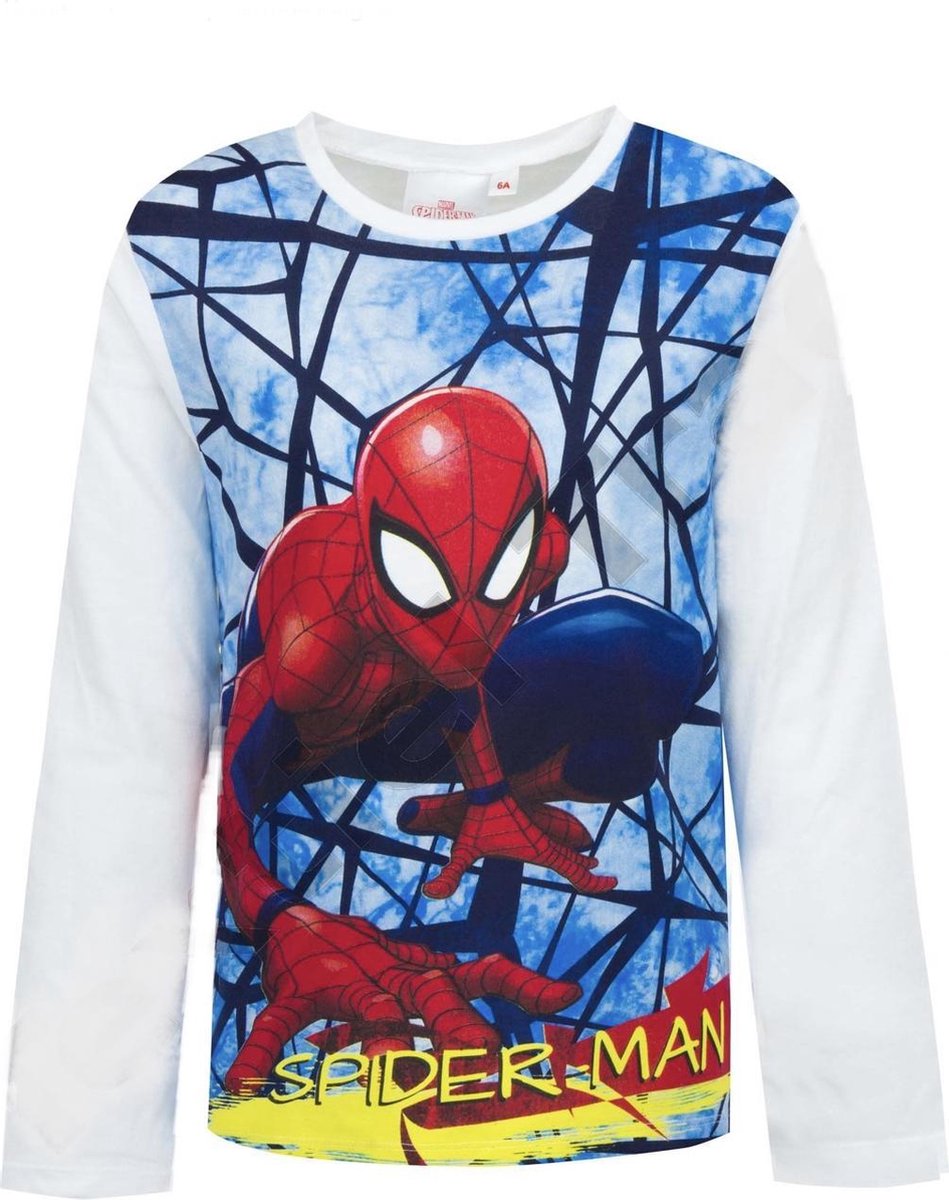 Marvel Spiderman longsleeve - wit - maat 98/104 (4 jaar)