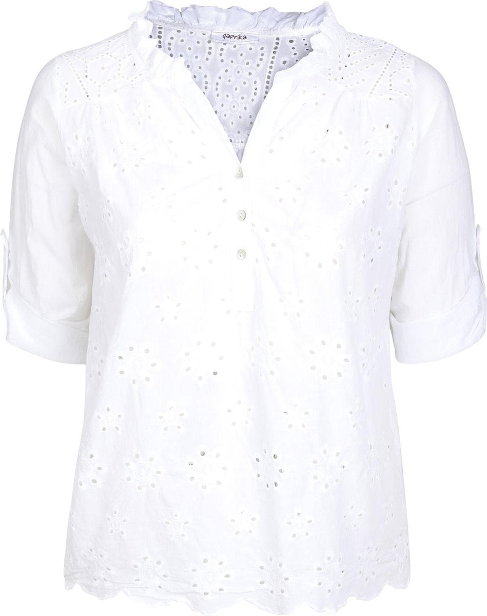 Katoenen blouse met Engels borduurwerk
