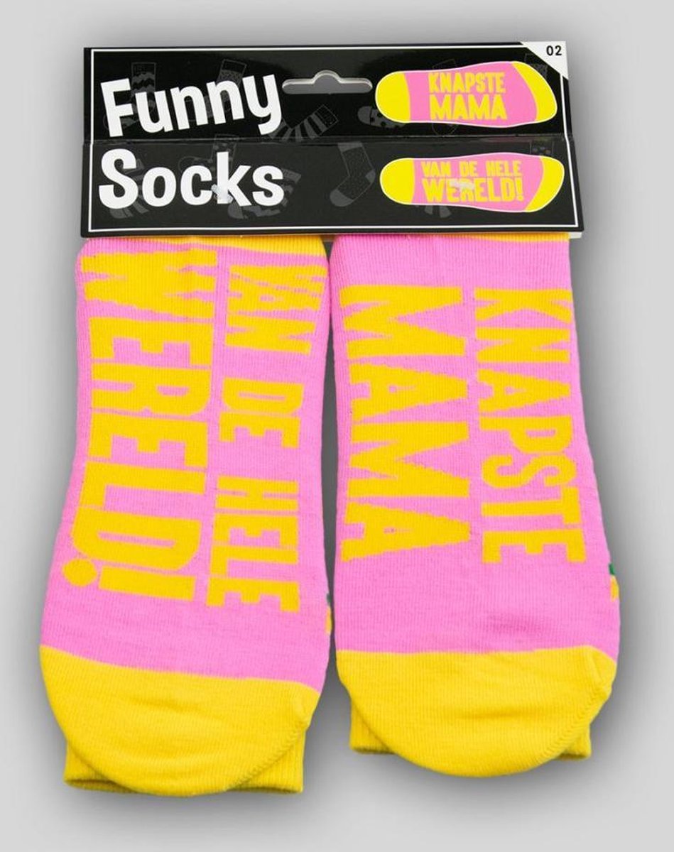 Moederdag - Sokken - Funny socks - Knapste Mama van de wereld! - In cadeauverpakking met gekleurd lint