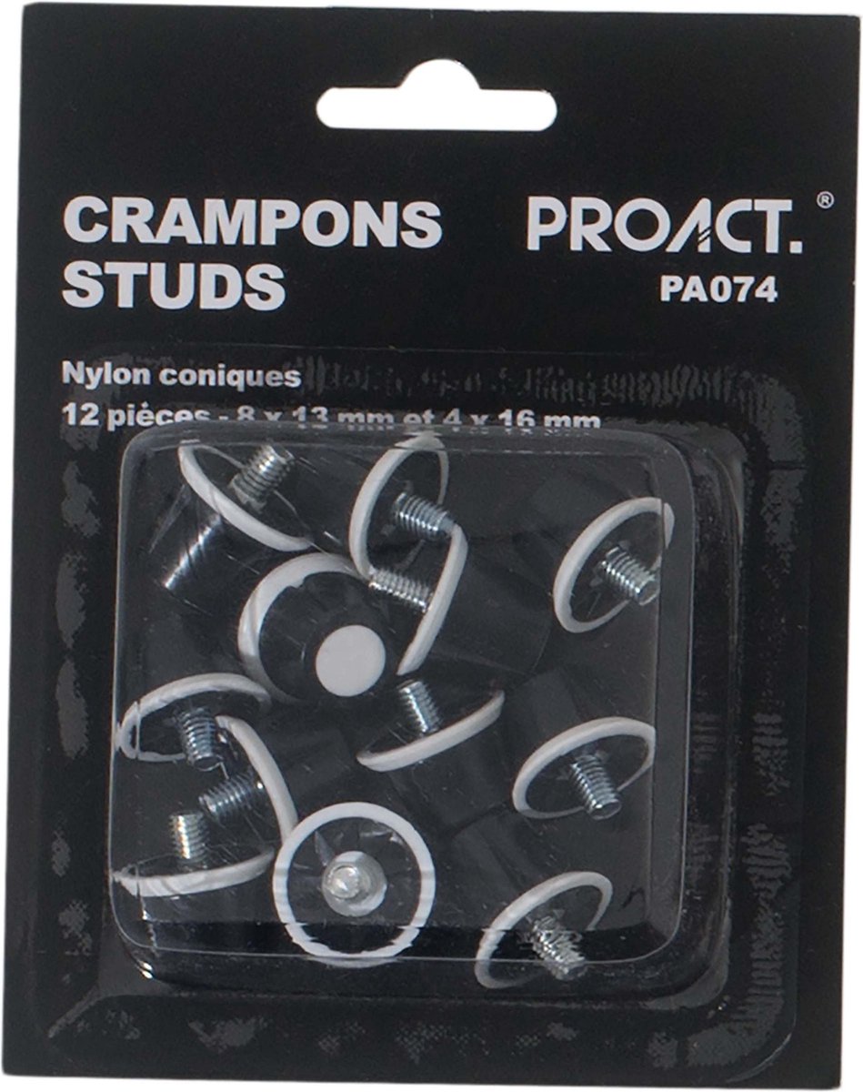 Proact PA074 - Voetbalnoppen - Noppen - 12 kegelvormige noppen in nylon 8x13mm en 4x16mm