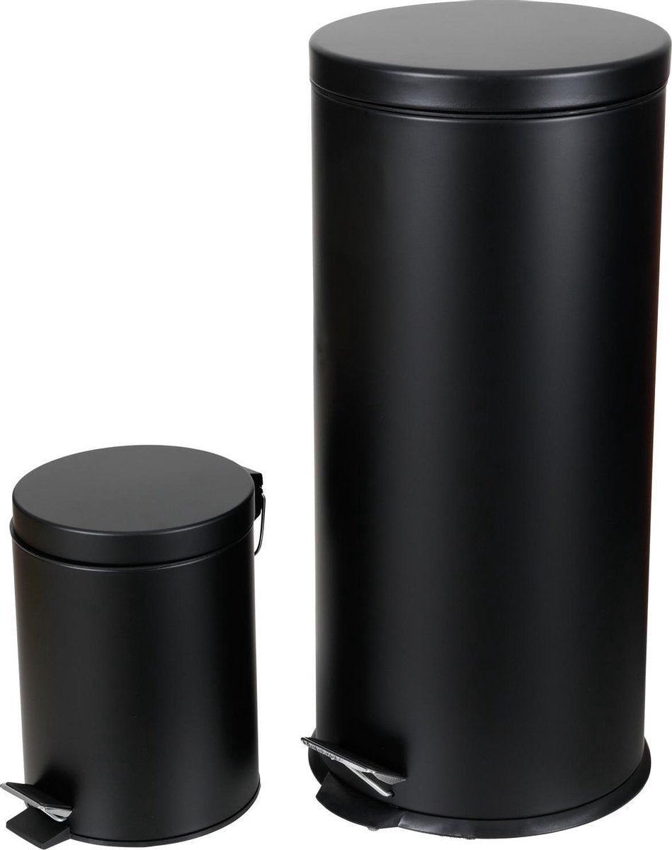 Pedaal emmers vuilbak zwart 30+5L (Set van 2)