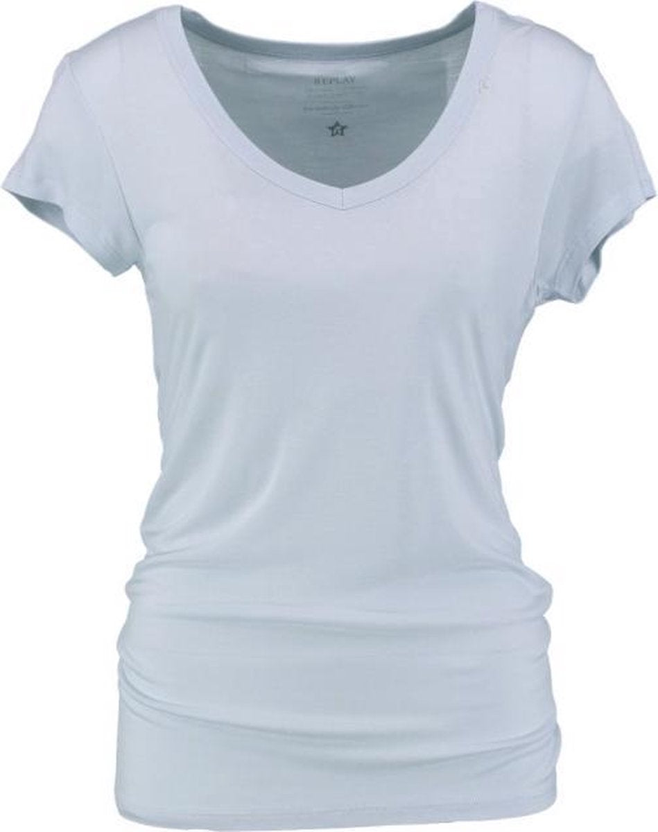 Replay zacht lichtblauw viscose shirt - Maat L
