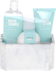 Treffina Badgeschenkset Silver Spa 4-delig Blauw/grijs