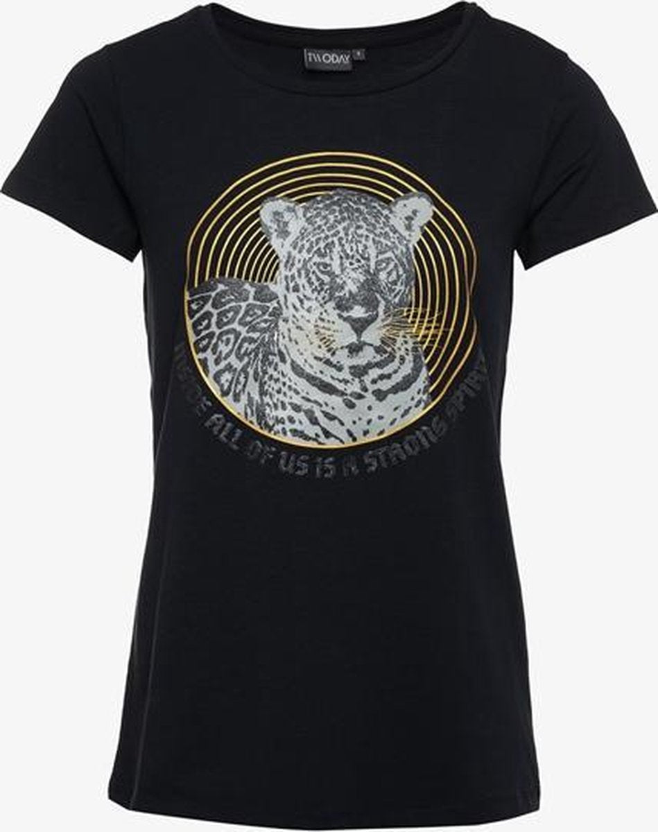 TwoDay dames T-shirt met luipaard - Blauw - Maat XL