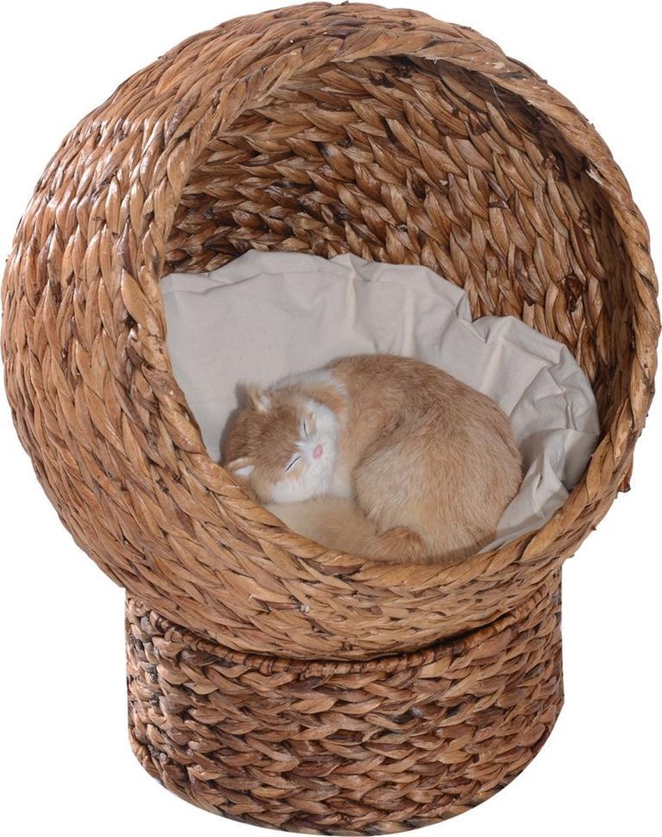 Kattenbed - Kattenmand met kussen - Katten - Bruin - 42 x 33 x 52 cm