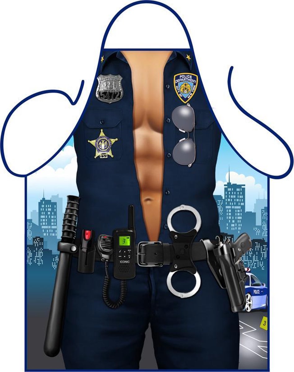 BBQ schort - Barbecue schort mannen | Fun Schort "Politie Man - Politieman | Vaderdag | One Size