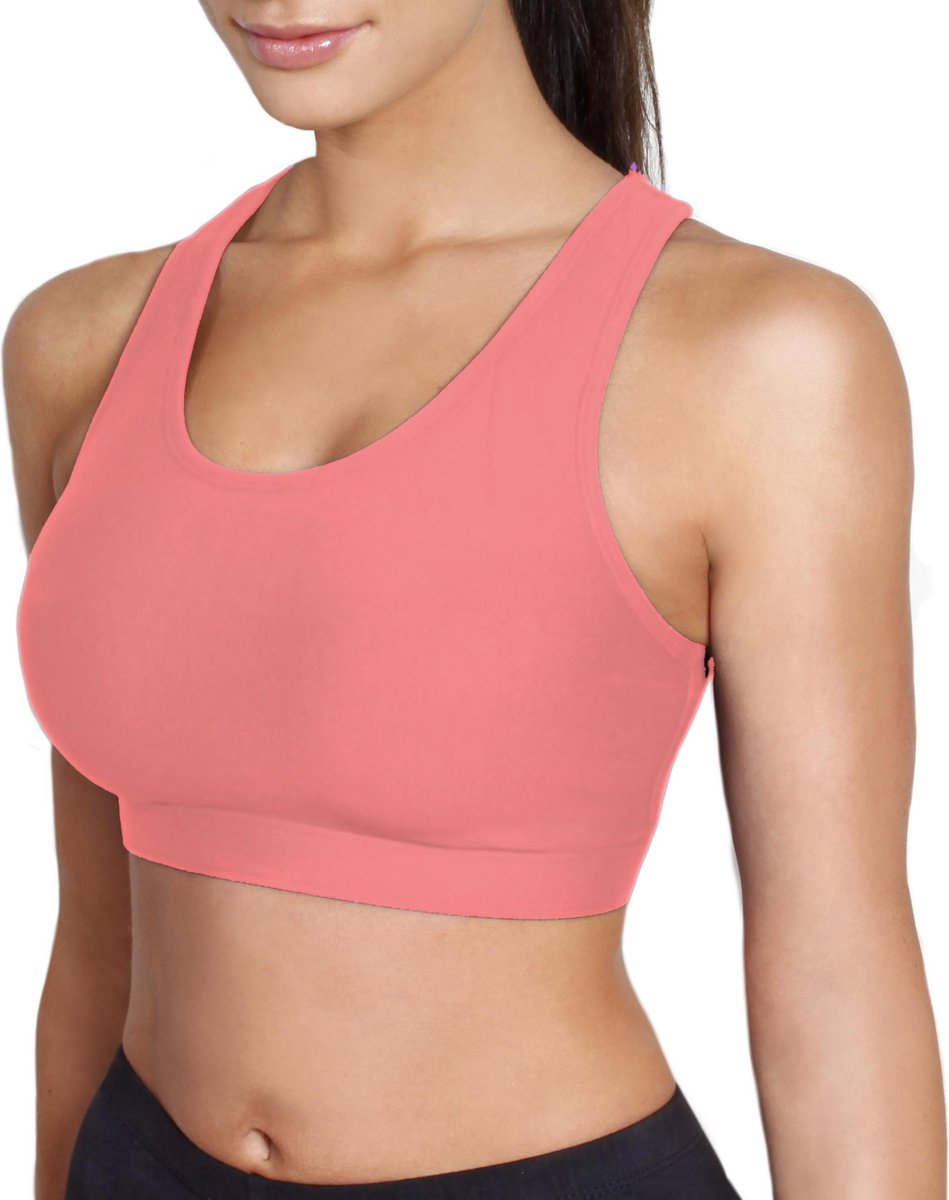 sport bh dames -sportjock-sporttop- L-90D- Neon Coral