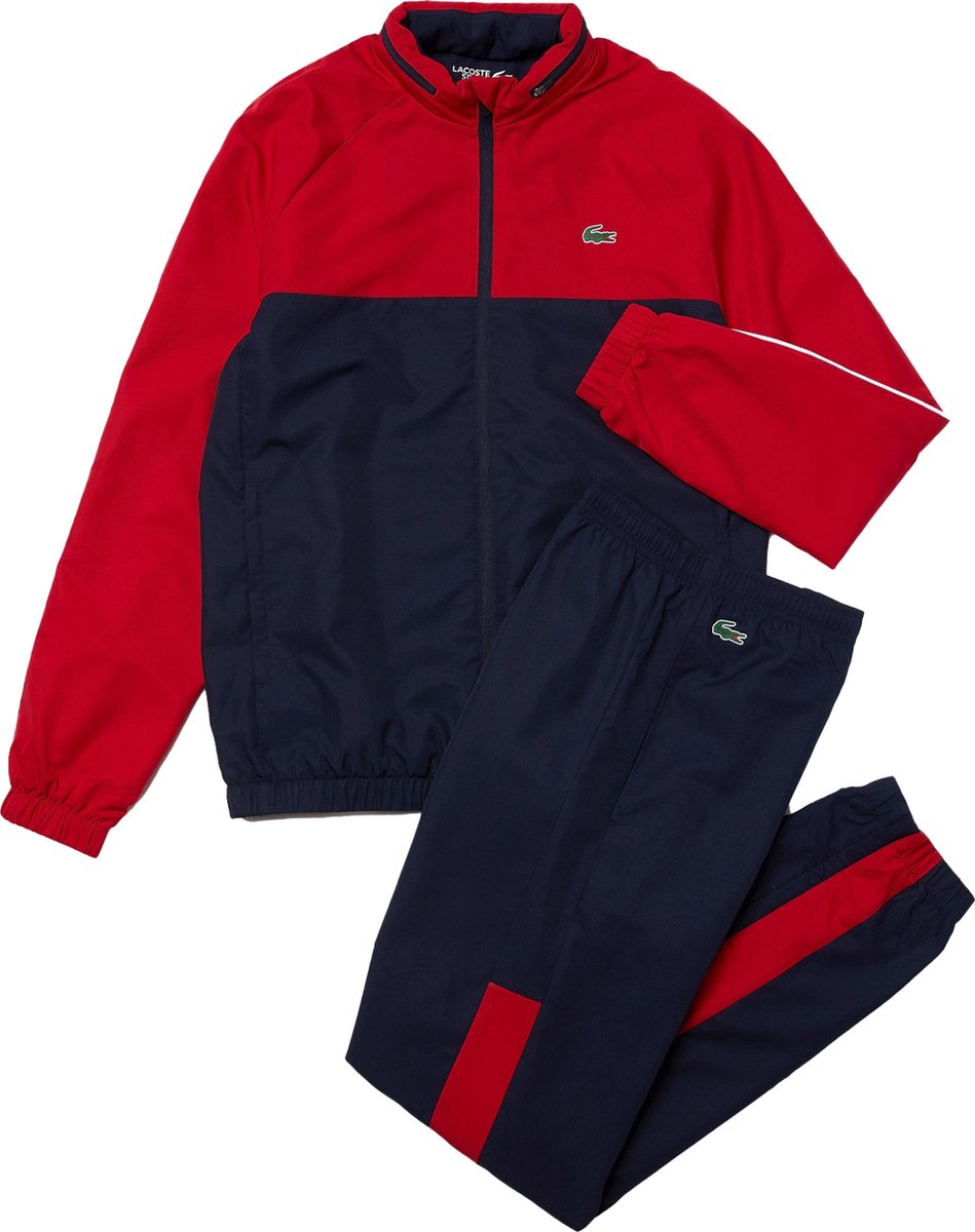 Lacoste Sport Hooded Trainingspak - Maat XXL  - Mannen - navy/rood
