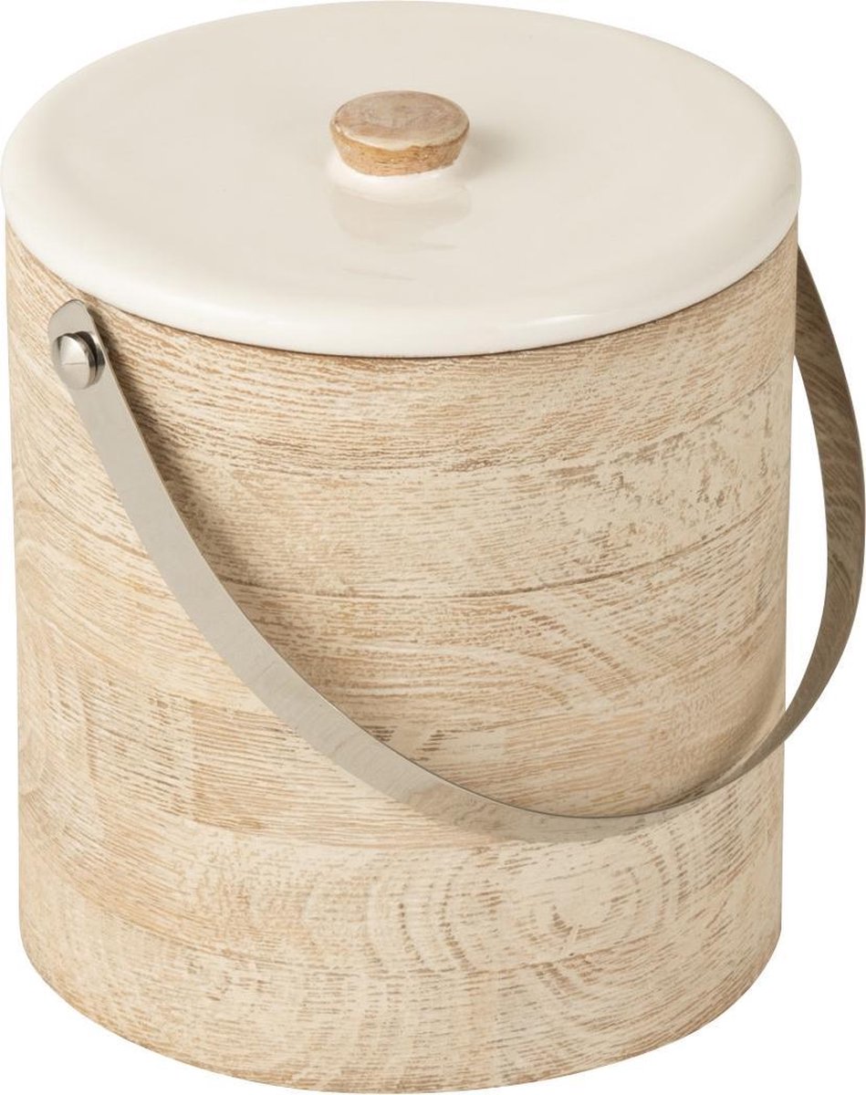 J-Line Kom Koord Mango Hout Whitewash