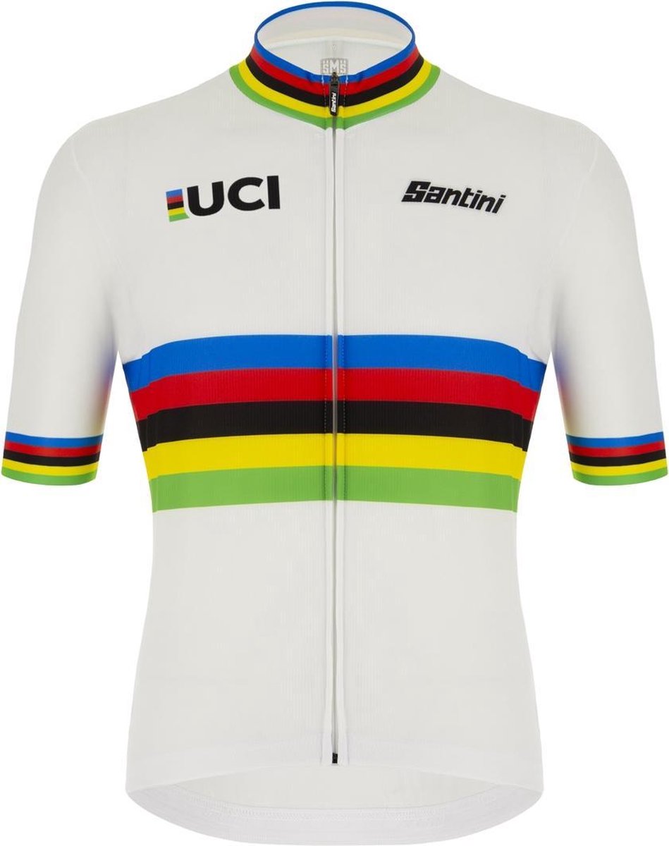 SANTINI UCI WORLD CHAMPION ECO FIETSSHIRT KORTE MOUWEN WIT HEREN